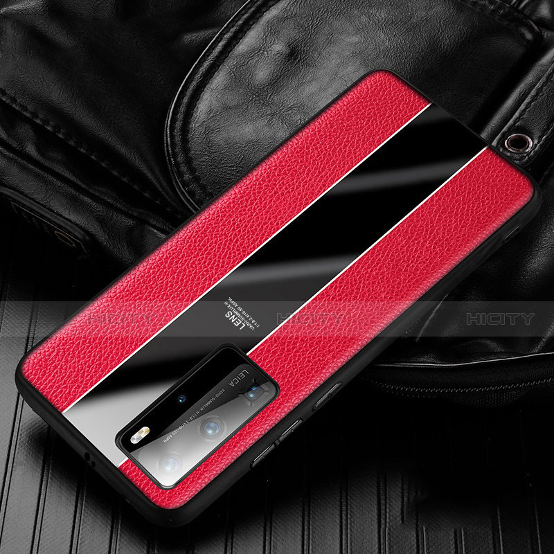 Custodia Silicone Morbida In Pelle Cover S05 per Huawei P40 Pro Rosso