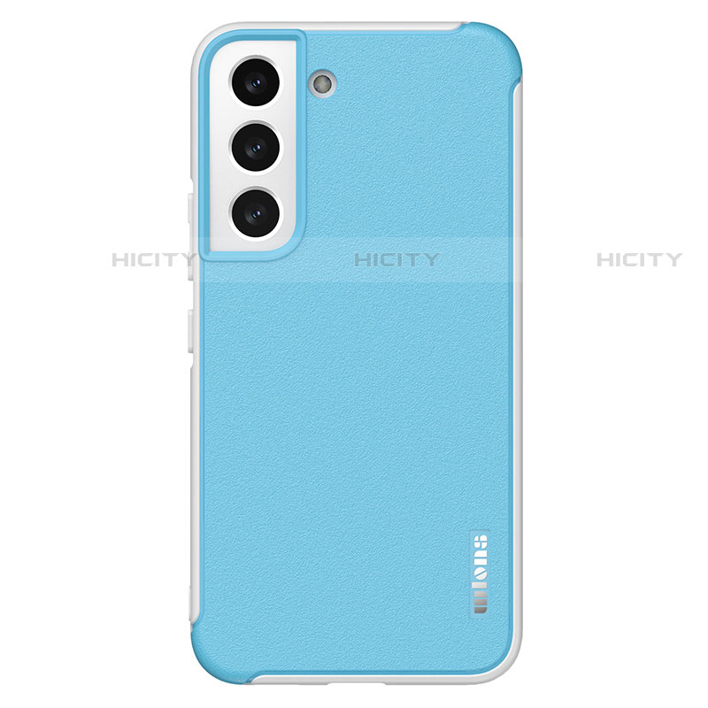 Custodia Silicone Morbida In Pelle Cover S05 per Samsung Galaxy S22 5G Cielo Blu