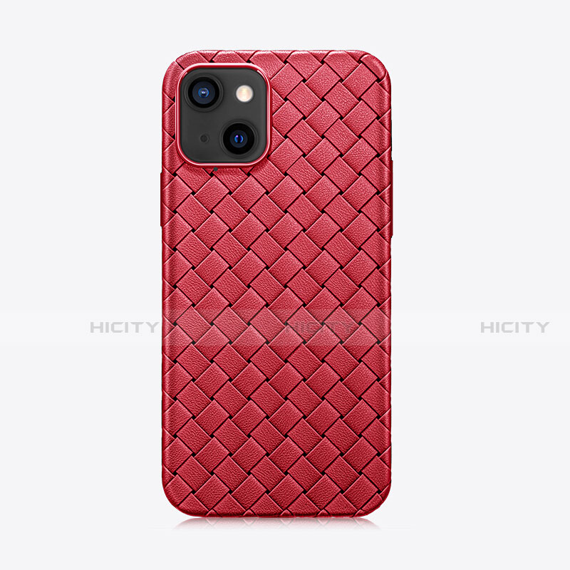 Custodia Silicone Morbida In Pelle Cover S06 per Apple iPhone 13 Mini Rosso