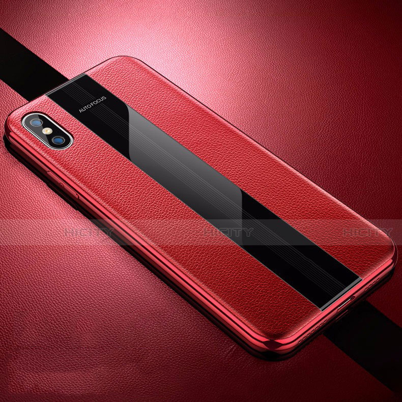 Custodia Silicone Morbida In Pelle Cover S06 per Apple iPhone Xs Max Rosso