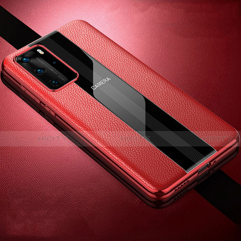 Custodia Silicone Morbida In Pelle Cover S06 per Huawei P40 Pro Rosso