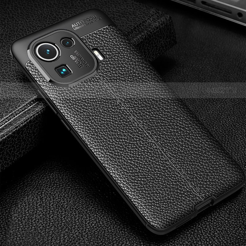 Custodia Silicone Morbida In Pelle Cover S06 per Xiaomi Mi 11 Pro 5G Nero