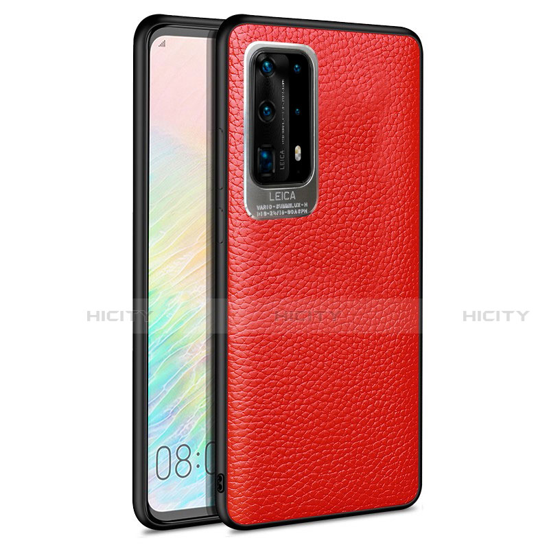 Custodia Silicone Morbida In Pelle Cover S08 per Huawei P40 Pro+ Plus Rosso