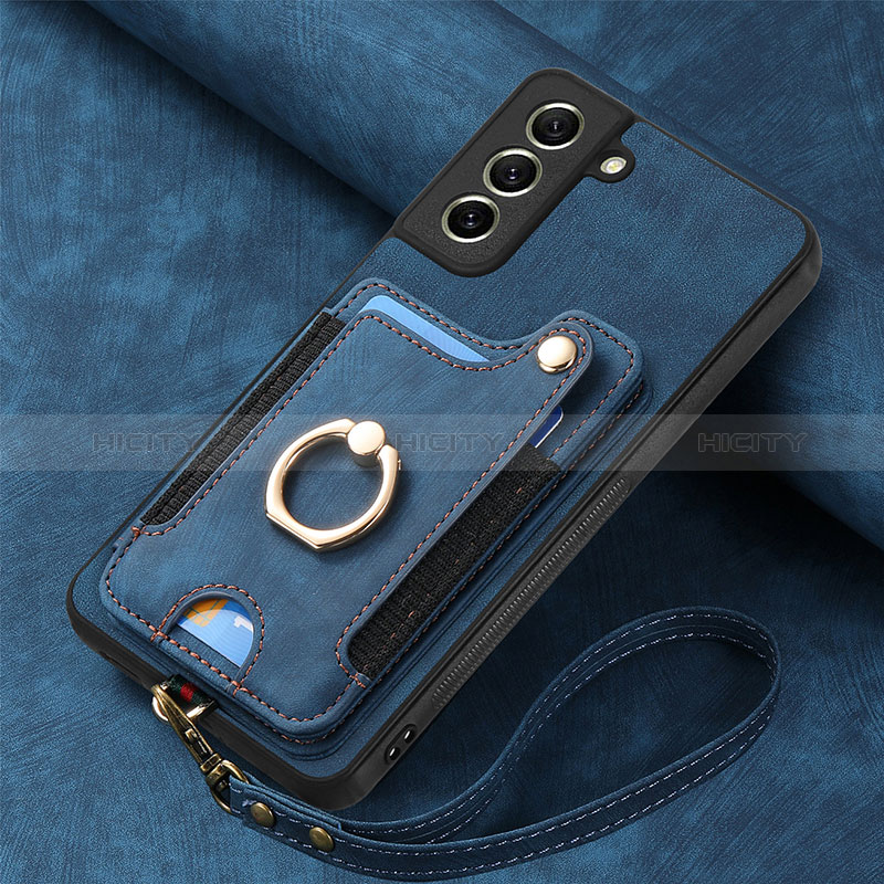 Custodia Silicone Morbida In Pelle Cover SD1 per Samsung Galaxy S21 FE 5G Blu
