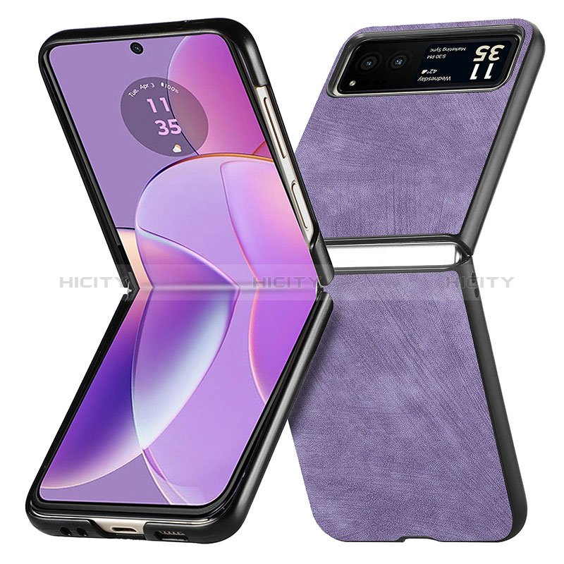 Custodia Silicone Morbida In Pelle Cover SD11 per Motorola Moto Razr 40 5G Lavanda