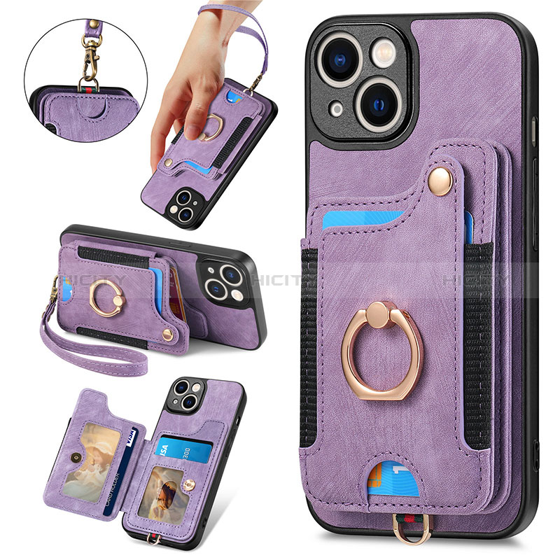 Custodia Silicone Morbida In Pelle Cover SD12 per Apple iPhone 14 Plus Lavanda