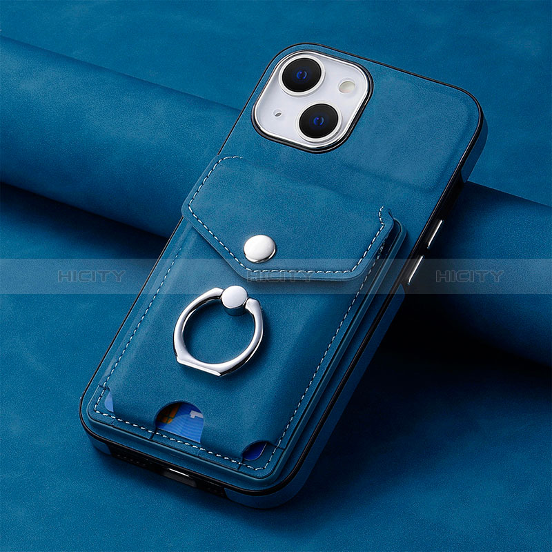 Custodia Silicone Morbida In Pelle Cover SD15 per Apple iPhone 13 Blu