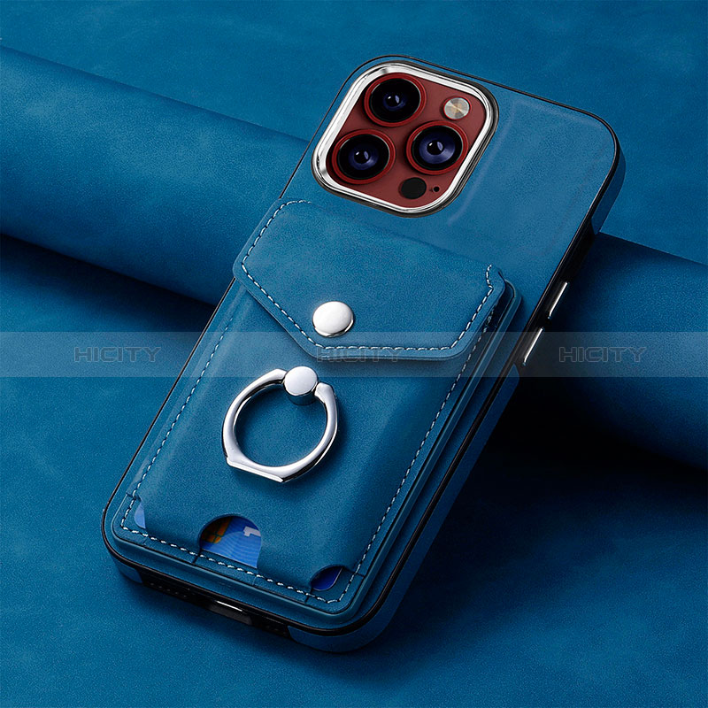 Custodia Silicone Morbida In Pelle Cover SD15 per Apple iPhone 14 Pro Blu