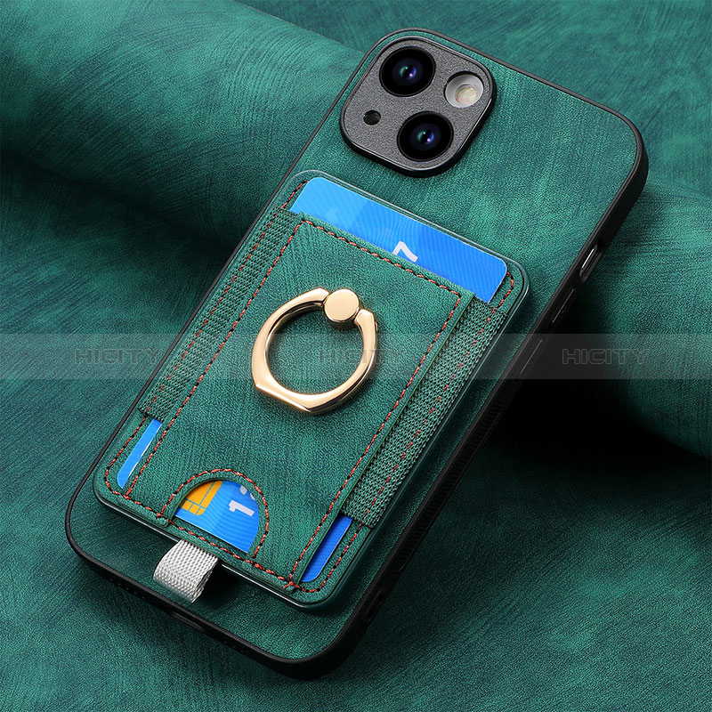Custodia Silicone Morbida In Pelle Cover SD2 per Apple iPhone 14 Verde