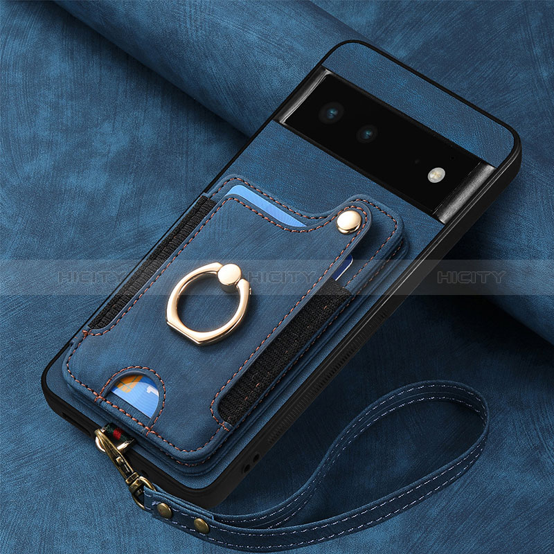Custodia Silicone Morbida In Pelle Cover SD2 per Google Pixel 6 5G Blu