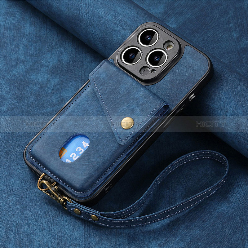 Custodia Silicone Morbida In Pelle Cover SD4 per Apple iPhone 13 Pro Blu