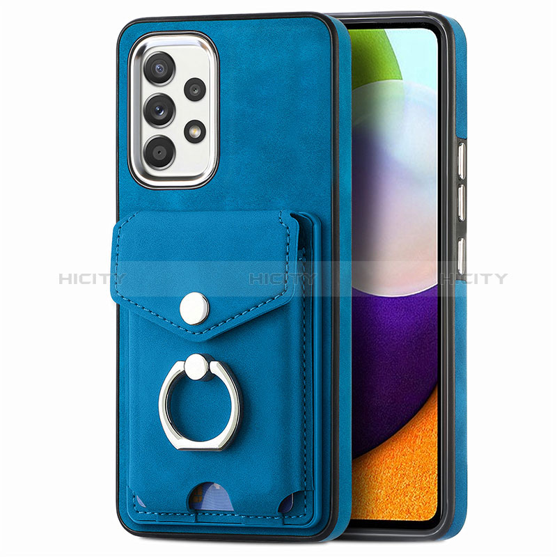 Custodia Silicone Morbida In Pelle Cover SD4 per Samsung Galaxy A52 5G Blu