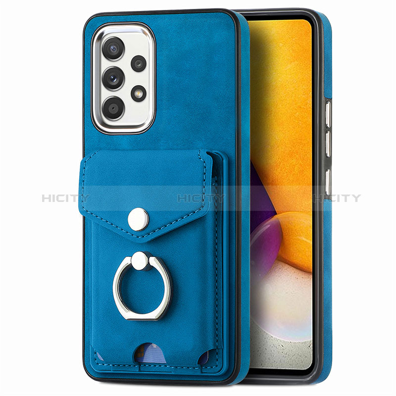 Custodia Silicone Morbida In Pelle Cover SD4 per Samsung Galaxy A72 4G Blu