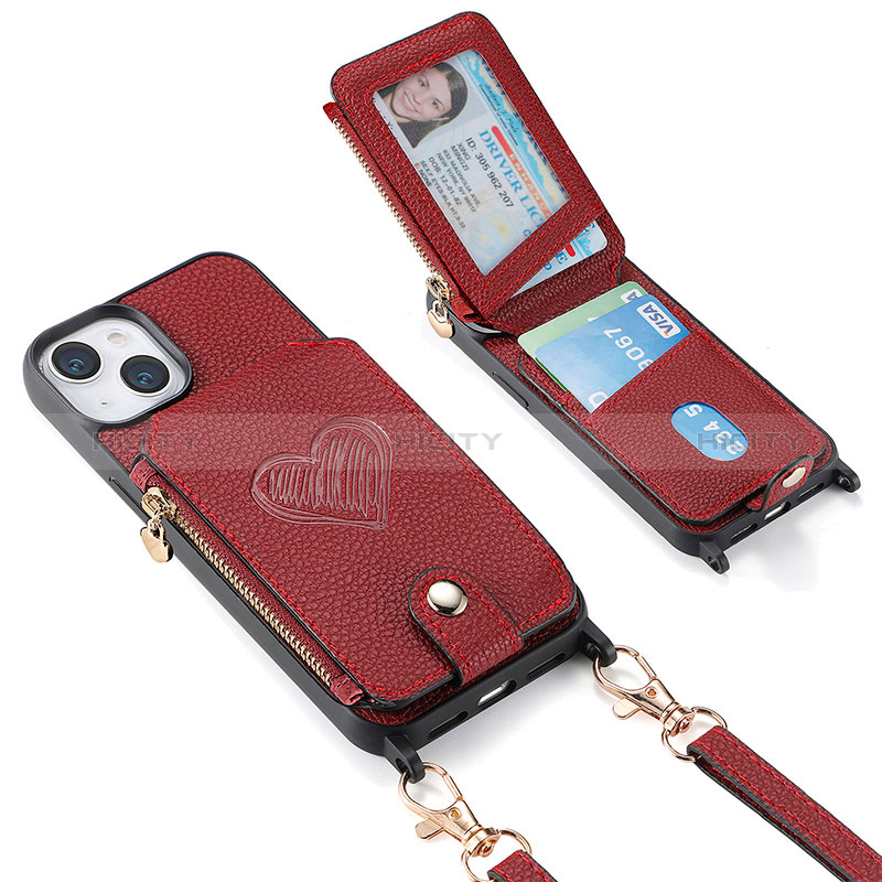 Custodia Silicone Morbida In Pelle Cover SD5 per Apple iPhone 14 Rosso