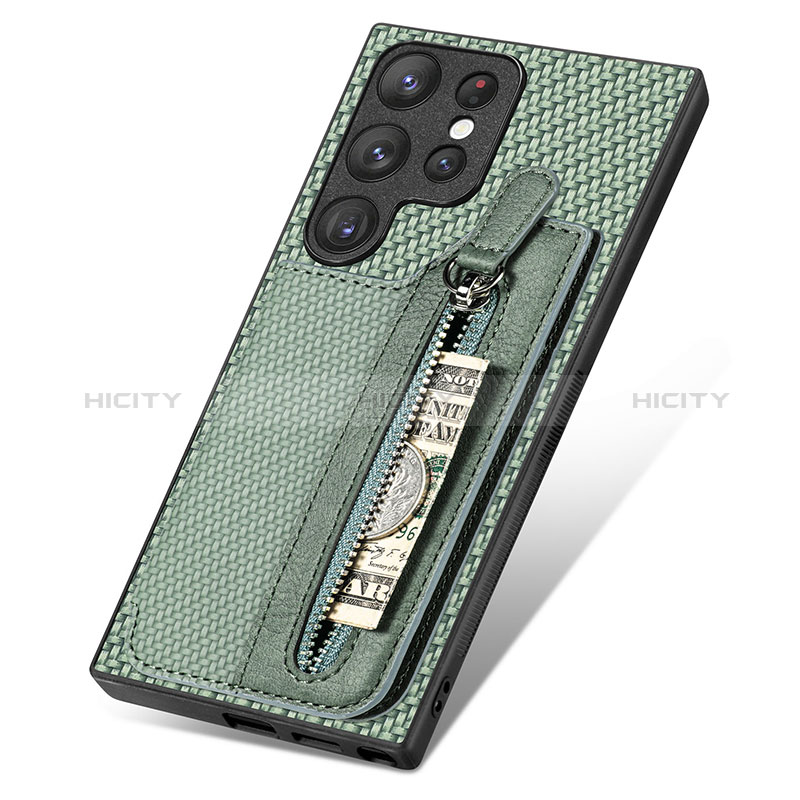 Custodia Silicone Morbida In Pelle Cover SD6 per Samsung Galaxy S22 Ultra 5G Verde