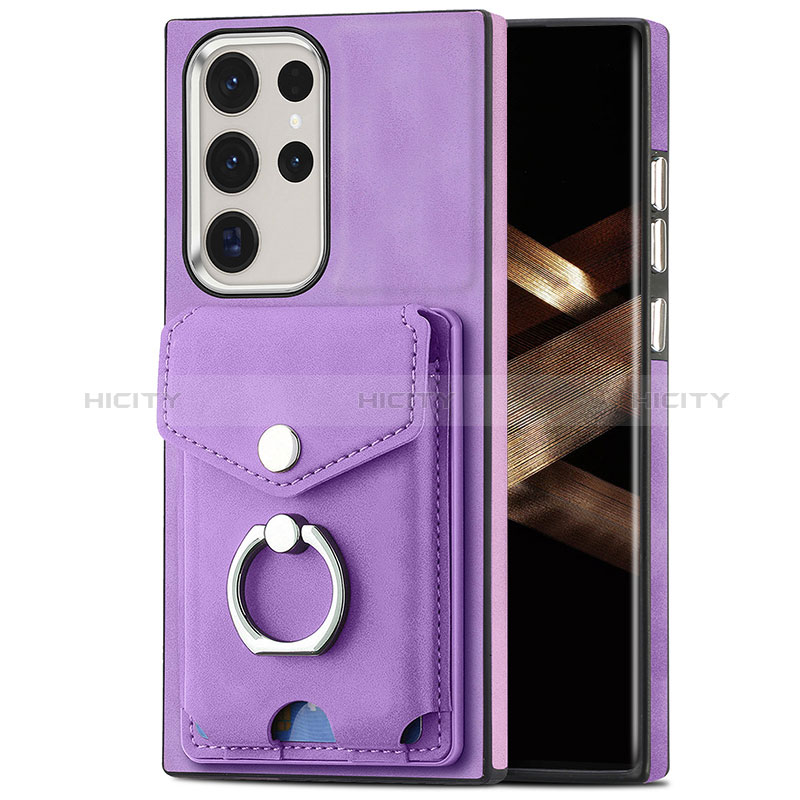 Custodia Silicone Morbida In Pelle Cover SD8 per Samsung Galaxy S24 Ultra 5G Lavanda