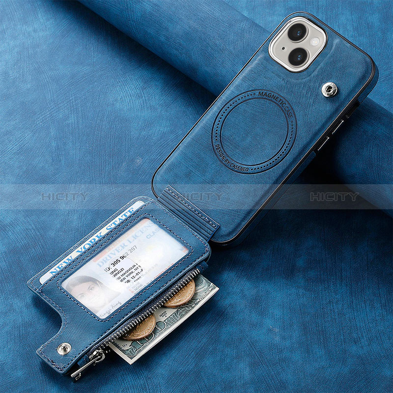 Custodia Silicone Morbida In Pelle Cover SD9 per Apple iPhone 15 Blu