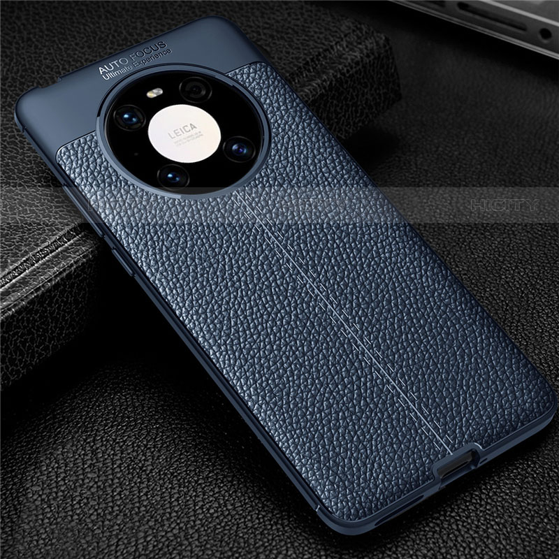 Custodia Silicone Morbida In Pelle Cover U01 per Huawei Mate 40 Blu