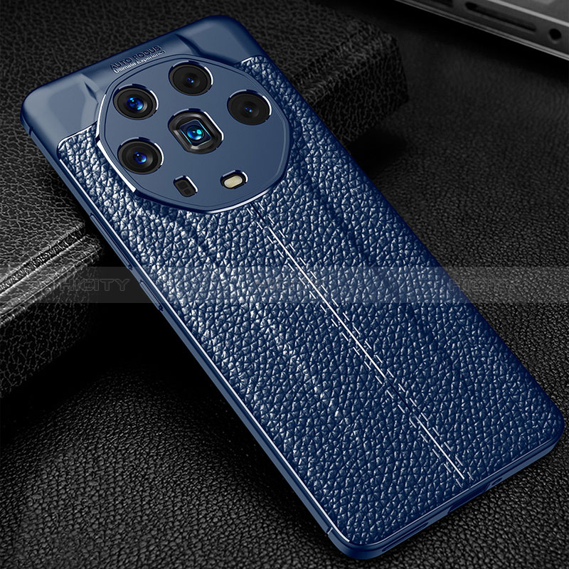 Custodia Silicone Morbida In Pelle Cover WL1 per Huawei Honor Magic4 Ultimate 5G Blu