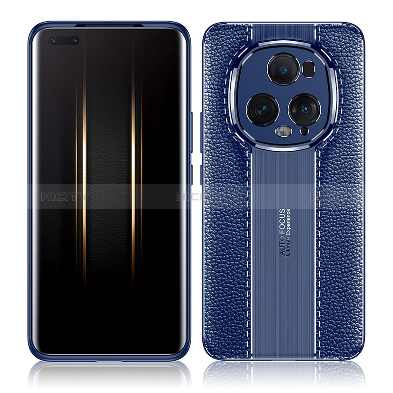 Custodia Silicone Morbida In Pelle Cover WL1 per Huawei Honor Magic5 Ultimate 5G Blu