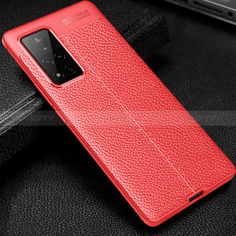 Custodia Silicone Morbida In Pelle Cover WL1 per Huawei Honor V40 5G Rosso