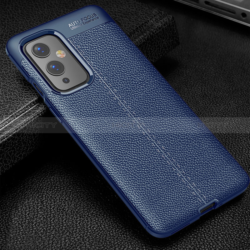 Custodia Silicone Morbida In Pelle Cover WL1 per OnePlus 9 5G Blu