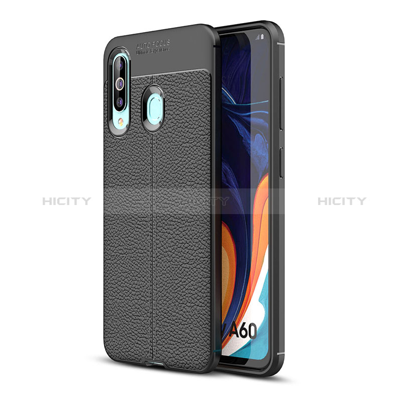 Custodia Silicone Morbida In Pelle Cover WL1 per Samsung Galaxy A60 Nero