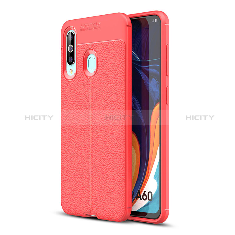 Custodia Silicone Morbida In Pelle Cover WL1 per Samsung Galaxy A60 Rosso