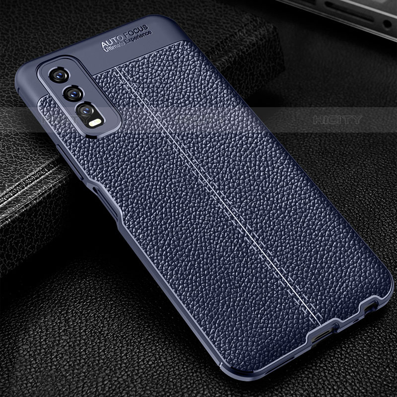 Custodia Silicone Morbida In Pelle Cover WL1 per Vivo Y70S 5G Blu