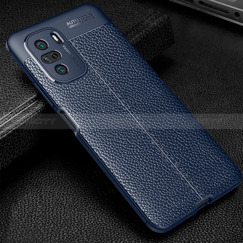 Custodia Silicone Morbida In Pelle Cover WL1 per Xiaomi Redmi K40 Pro 5G Blu