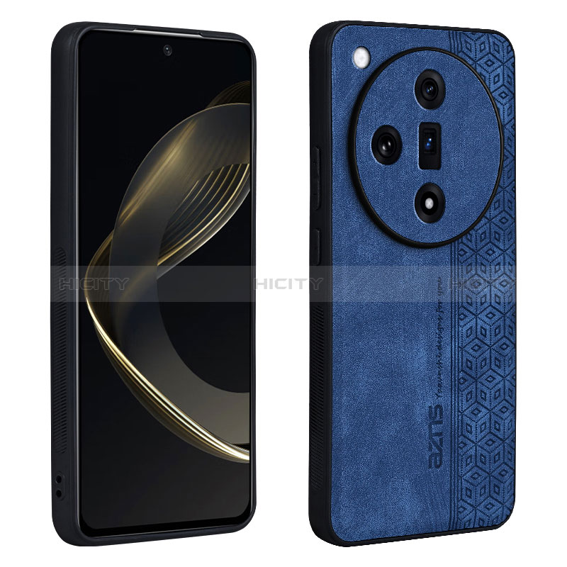 Custodia Silicone Morbida In Pelle Cover YZ1 per Oppo Find X7 5G Blu