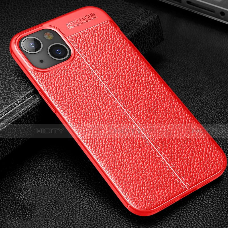 Custodia Silicone Morbida In Pelle Cover Z01 per Apple iPhone 13 Mini Rosso