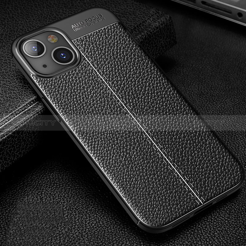 Custodia Silicone Morbida In Pelle Cover Z01 per Apple iPhone 15 Nero