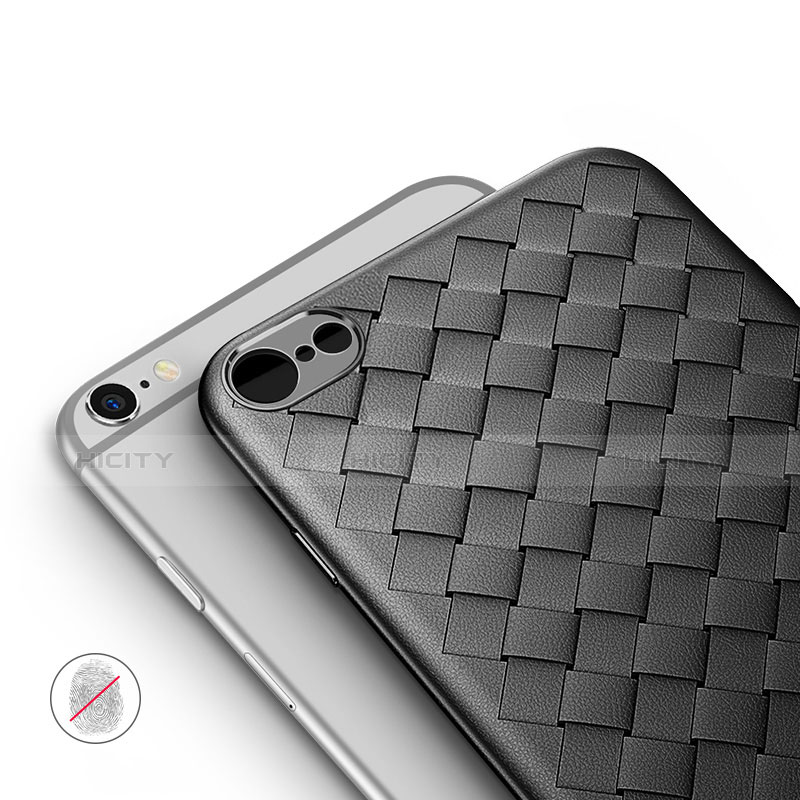 Custodia Silicone Morbida In Pelle per Apple iPhone 6S Nero