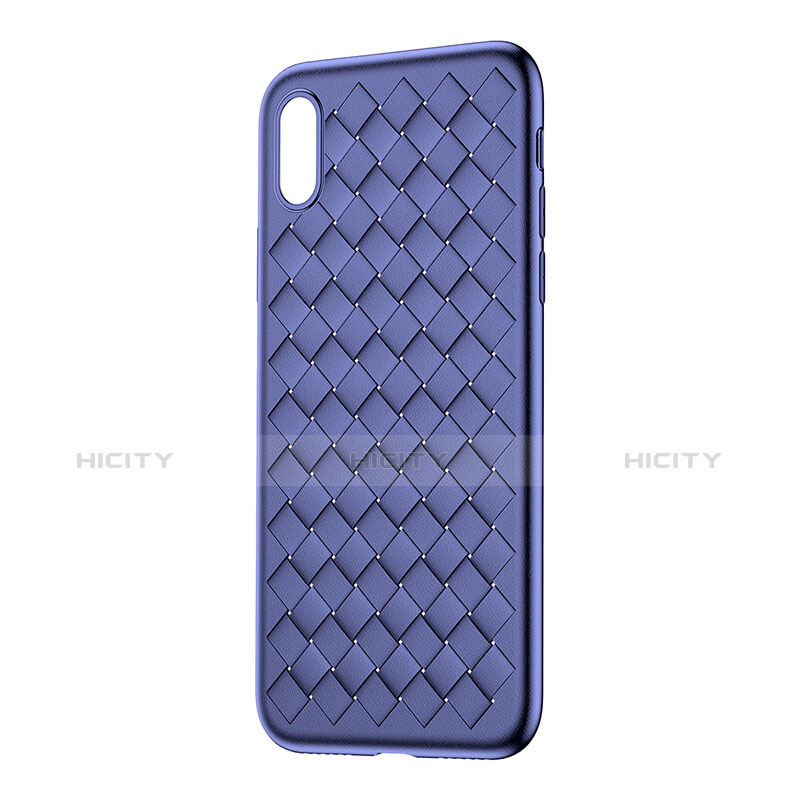 Custodia Silicone Morbida In Pelle per Apple iPhone X Blu