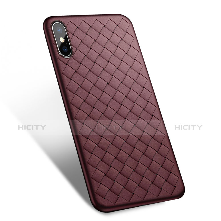 Custodia Silicone Morbida In Pelle per Apple iPhone Xs Max Marrone