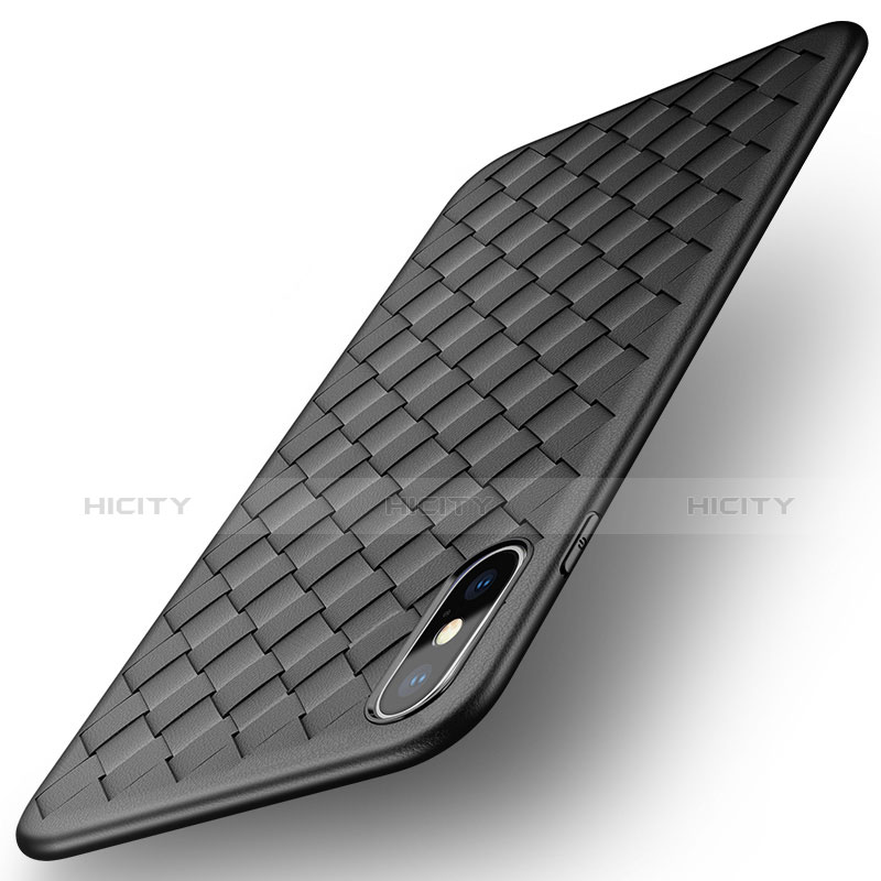 Custodia Silicone Morbida In Pelle per Apple iPhone Xs Max Nero