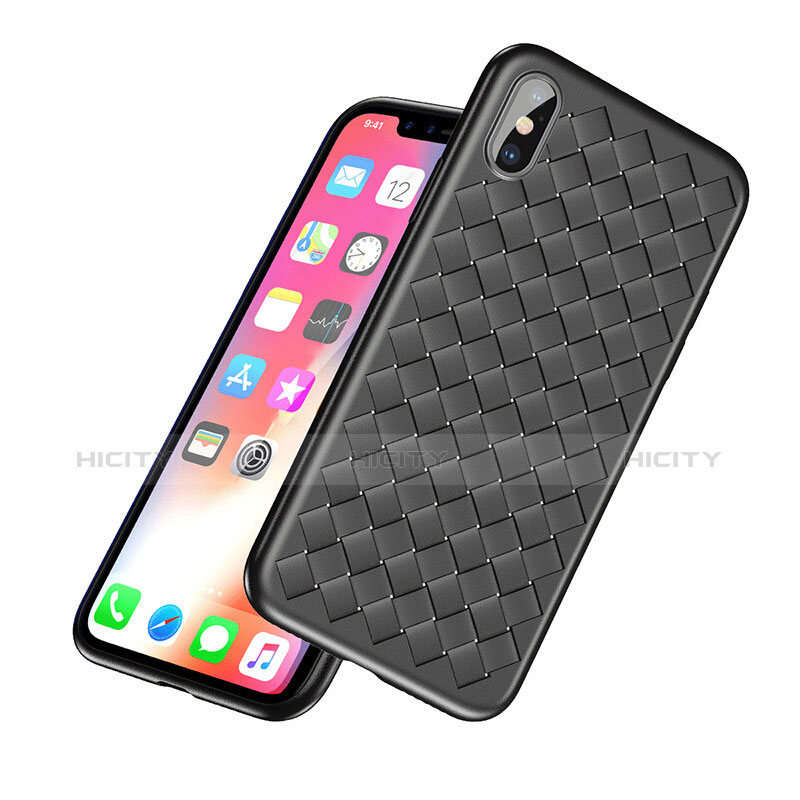 Custodia Silicone Morbida In Pelle per Apple iPhone Xs Max Nero