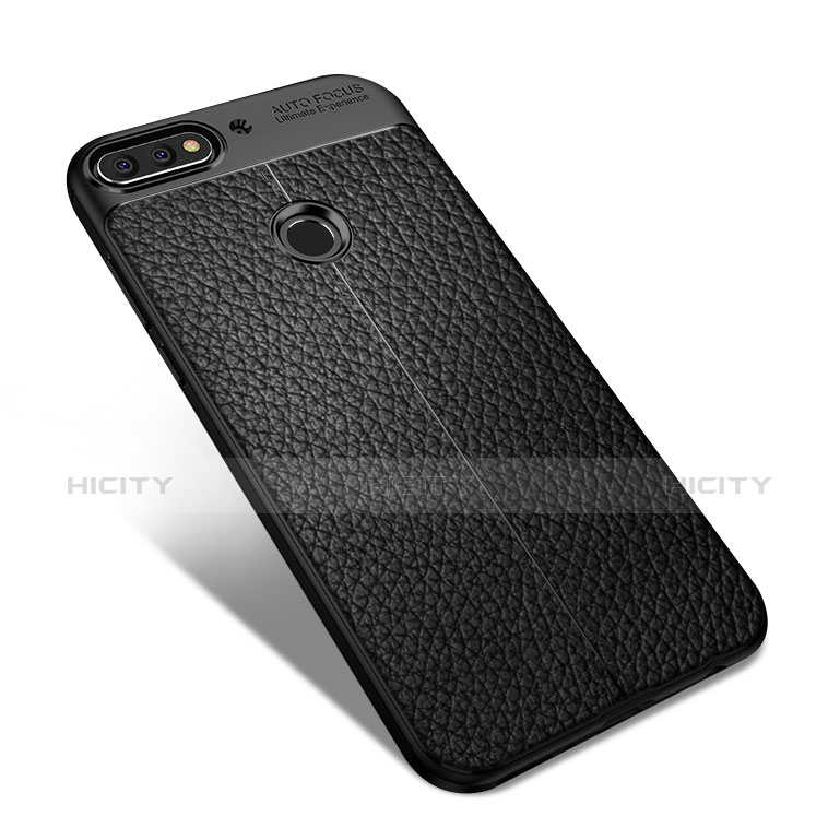 Custodia Silicone Morbida In Pelle per Huawei Y7 (2018) Nero