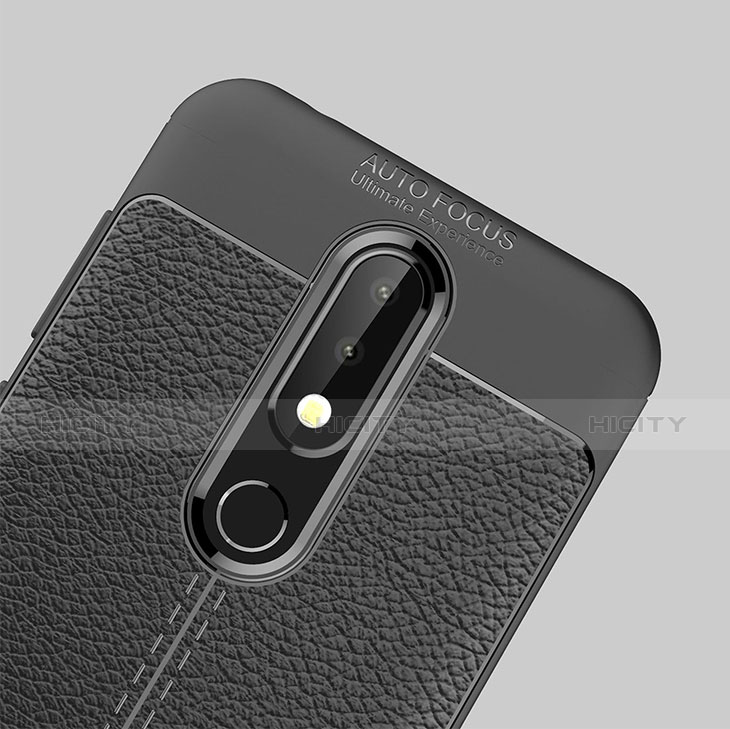 Custodia Silicone Morbida In Pelle per Nokia 6.1 Plus Nero