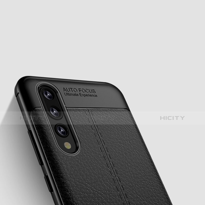 Custodia Silicone Morbida In Pelle Q01 per Huawei P20 Pro Nero