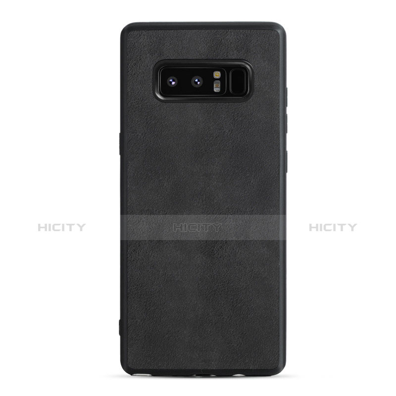 Custodia Silicone Morbida In Pelle Q01 per Samsung Galaxy Note 8 Nero