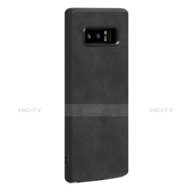 Custodia Silicone Morbida In Pelle Q01 per Samsung Galaxy Note 8 Nero