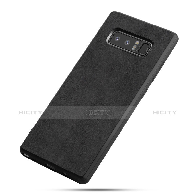 Custodia Silicone Morbida In Pelle Q01 per Samsung Galaxy Note 8 Nero