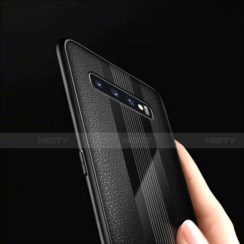 Custodia Silicone Morbida In Pelle Q01 per Samsung Galaxy S10 5G Nero