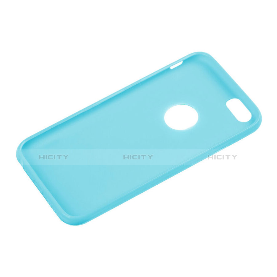 Custodia Silicone Morbida Lucido con Foro per Apple iPhone 6 Cielo Blu