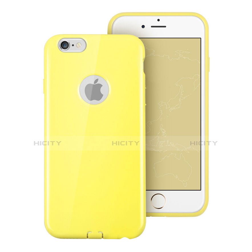 Custodia Silicone Morbida Lucido con Foro per Apple iPhone 6 Giallo