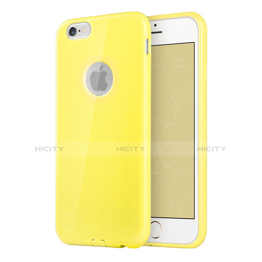 Custodia Silicone Morbida Lucido con Foro per Apple iPhone 6S Giallo