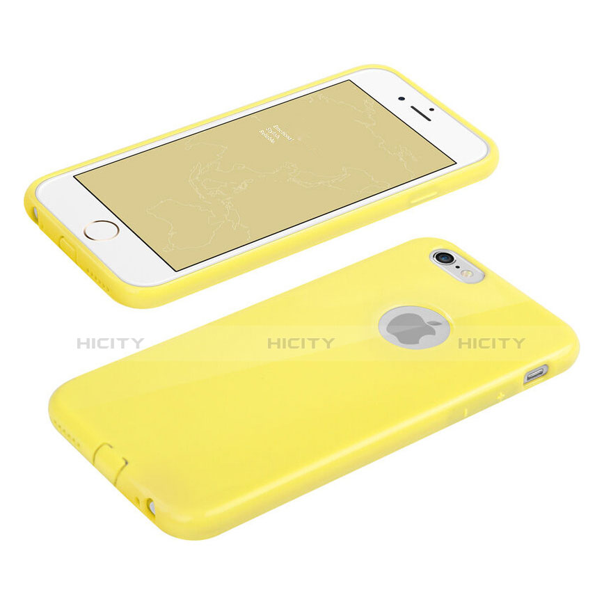 Custodia Silicone Morbida Lucido con Foro per Apple iPhone 6S Giallo