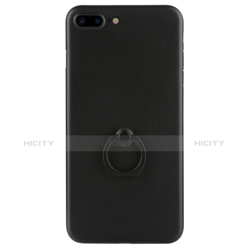 Custodia Silicone Morbida Lucido con Supporto per Apple iPhone 7 Plus Nero